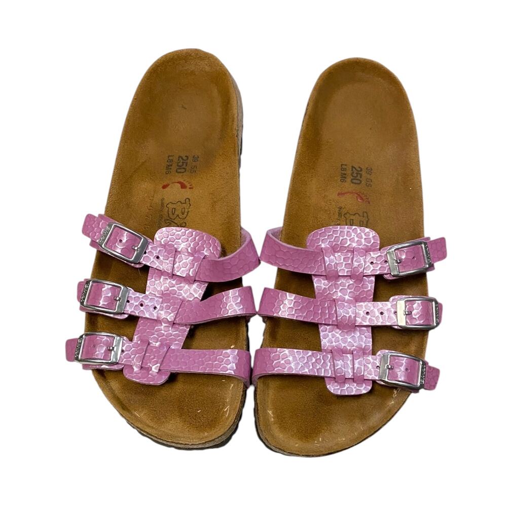 Birki’s Birkenstock Xenia Sandals 39 8 Pink Embossed Convertible T-Strap Y2K